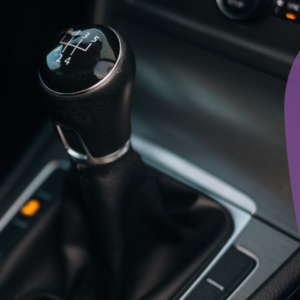 Manual gearbox handle at the car